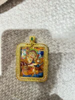 White Dzambhala Thangka Pendant | One of the Five Wealth Gods | Semi-Hand-Painted Micro Thangka - Image 4