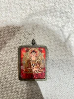 Handcrafted Red Thangka Amitabha Buddha Pendant Necklace – Buddhist Artwork, Spiritual Amulet, Tibetan Jewelry - Image 4