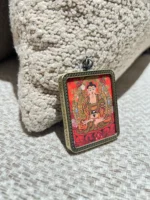 Handcrafted Red Thangka Amitabha Buddha Pendant Necklace – Buddhist Artwork, Spiritual Amulet, Tibetan Jewelry - Image 2
