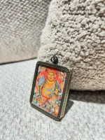 Handcrafted Yellow Jambhala Pendant Necklace – Tibetan Buddhist Artwork, Spiritual Wealth Amulet, Tibetan Jewelry - Image 3