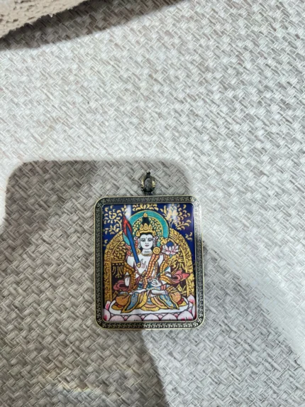 Handcrafted Tibetan Thangka Pendant Necklace – Buddha Artwork, Spiritual Protection Amulet, Luxury Buddhist Jewelry