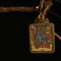 Handcrafted Blue Deity Thangka Pendant Necklace