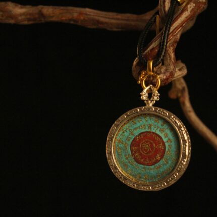Handcrafted Circular Mantra Mandala Thangka Pendant Necklace