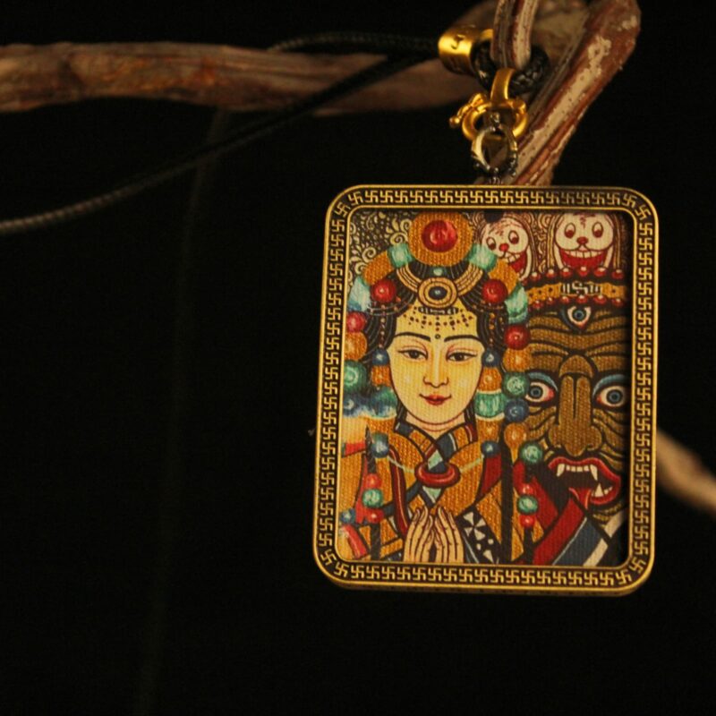 Handcrafted Dual-Aspect Deity Thangka Pendant Necklace