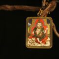 Handcrafted Elephant-Seated Deity Thangka Pendant Necklace – Traditional Tibetan Buddhist Art Piece, Ideal for Collection & Decoration
