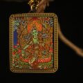 Handcrafted Green-Hued Deity Thangka Pendant Necklace – Traditional Tibetan Buddhist Art Piece, Ideal for Collection & Decoration - Image 2