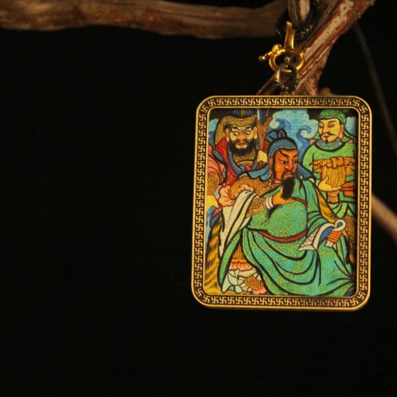 Handcrafted Guardian Warrior Thangka Pendant Necklace