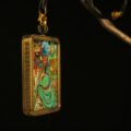 Handcrafted Guardian Warrior Thangka Pendant Necklace – Traditional Buddhist Figurative Art with Attendant Figures, Ideal for Collection & Decoration - Image 5