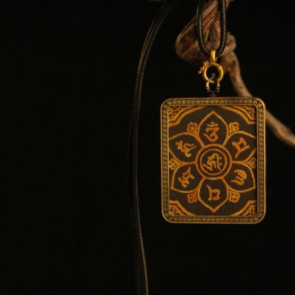 Handcrafted Lotus Mantra Mandala Thangka Pendant Necklace