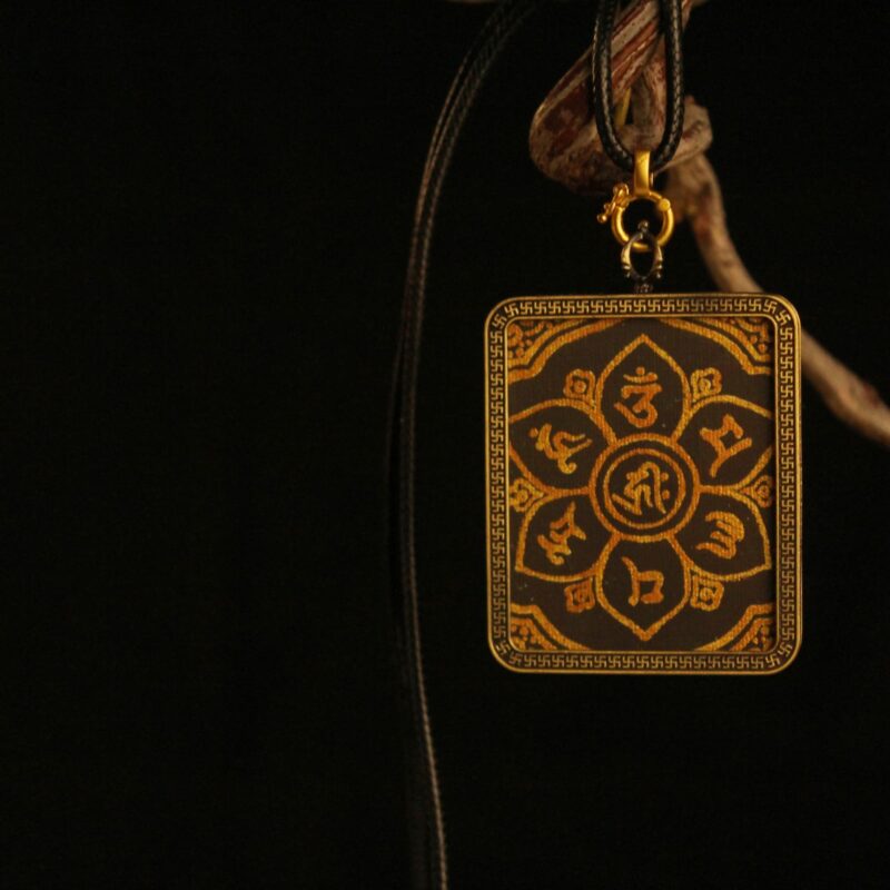 Handcrafted Lotus Mantra Mandala Thangka Pendant Necklace