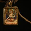 Handcrafted Lotus-Seated Deity Thangka Pendant Necklace – Traditional Tibetan Buddhist Art Piece, Ideal for Collection & Decoration - Image 2