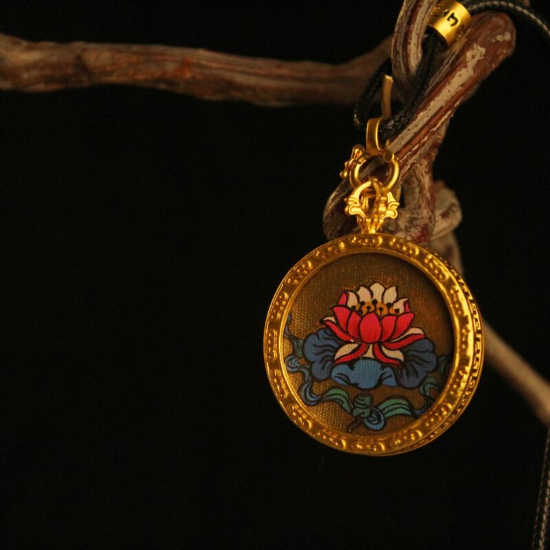 Handcrafted Lotus Symbol Thangka Pendant Necklace