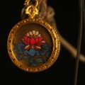 Handcrafted Lotus Symbol Thangka Pendant Necklace – Traditional Tibetan Buddhist Symbolic Art, Ideal for Collection & Decoration - Image 2