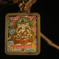 Handcrafted Peaceful Deity Thangka Pendant Necklace – Traditional Tibetan Buddhist Art Piece, Ideal for Collection & Decoration - Image 2