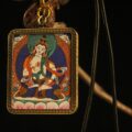 Handcrafted Seated Female Bodhisattva Thangka Pendant Necklace – Traditional Tibetan Buddhist Figurative Art, Ideal for Collection & Decoration - Image 2