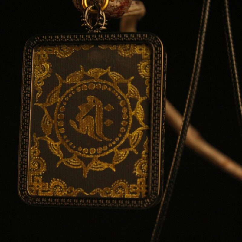Handcrafted Square Mantra Mandala Thangka Pendant Necklace