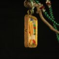 Handcrafted Thangka Pendant Featuring Samantabhadra Bodhisattva (Puxian) – White Elephant Buddhist Iconography - Image 5