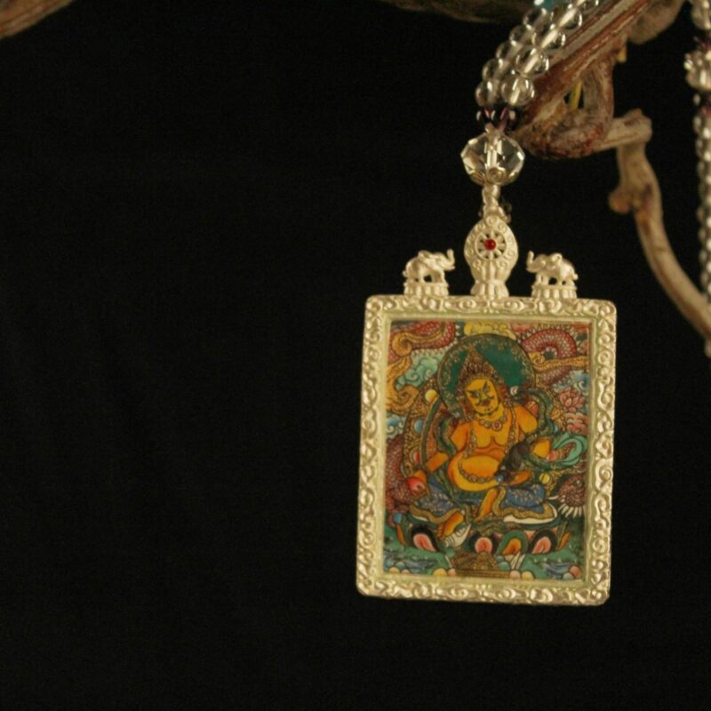 Handcrafted Thangka Pendant Inspired by Yellow Jambhala