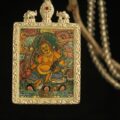 Handcrafted Thangka Pendant Inspired by Yellow Jambhala – Buddhist Wealth Guardian Iconography - Image 2