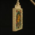 Handcrafted Thangka Pendant Inspired by Yellow Jambhala – Buddhist Wealth Guardian Iconography - Image 3