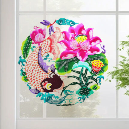 Handcrafted Double-Sided Chinese Paper-Cutting Window Art on Xuan Paper  Traditional Folk Design (20×20cm)