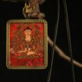 The Buddha of Infinite Light: Amitabha Meditation Pendant | Hand-Painted Red Thangka Amulet (Silver-Clad Copper) - Image 2