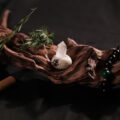 The "Mystic Spud" Guardian: Raw Clear Quartz Clay Stand with Little Black Cat Charm - Image 3