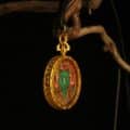 The "Empowered Tara": Green Tara Round Necklace | Courage & Vitality (Red Background) - Image 4