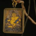 Golden Abundance Thangka Pendant – Himalayan Buddhist Art - Image 2