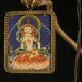 Lotus Serenity Thangka Pendant – Handcrafted Himalayan Buddhist Art - Image 2