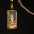 Lotus Serenity Thangka Pendant – Handcrafted Himalayan Buddhist Art - Image 4