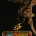 Handcrafted Thangka Pendant Inspired by Manjushri, Bodhisattva of Wisdom - Image 3
