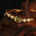 The "Forest Spirit": White Jade & Green Botanical Dainty Bracelet | Mental Clarity & Inner Peace (Hand-Woven) - Image 2