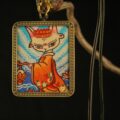Winged Cat Messenger Pendant – Contemporary Fantasy Art - Image 2