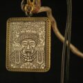 Wrathful Guardian Mask Thangka Pendant – Himalayan Ritual Art - Image 2