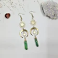 Sun & Moon Green Aura Quartz Earrings - Celestial Boho
