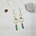 Sun & Moon Green Aura Quartz Earrings - Celestial Boho