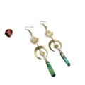 Sun & Moon Green Aura Quartz Earrings - Celestial Boho