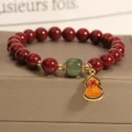 Handcrafted Natural Red Cinnabar Bracelet Gourd (Hulu) Amulet for Protection & Prosperity