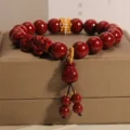 Handcrafted Natural Red Cinnabar Pixiu Bracelet Lucky Bag Amulet for Wealth & Protection