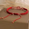 Strawberry Quartz Fox Red String Bracelet - Love & Luck