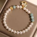 Blue Jadeite & Pearl Horse Bracelet - Peace & 2026 Luck