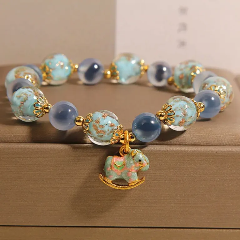 Blue Candy Agate Horse Bracelet - Glow Liuli for Peace