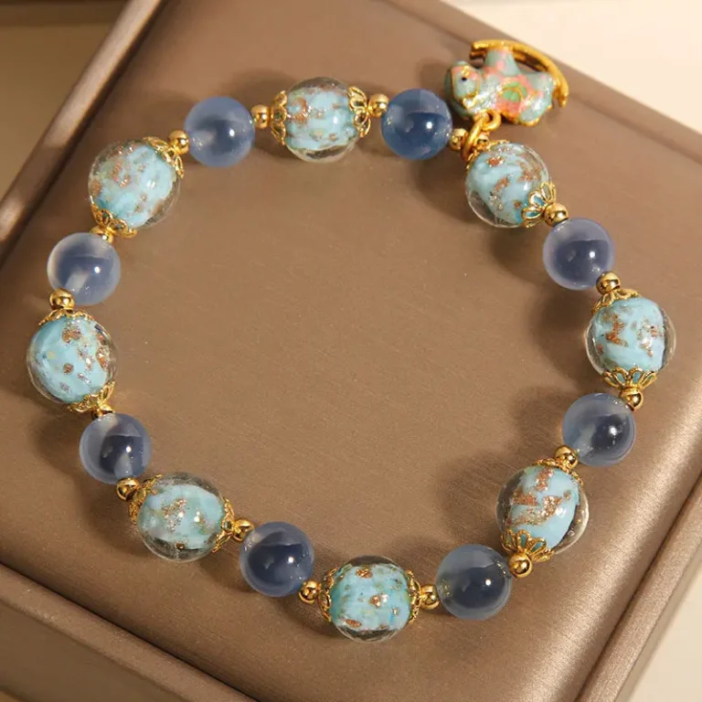 Blue Candy Agate Horse Bracelet - Glow Liuli for Peace