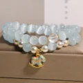 Blue Cat's Eye Horse Bracelet - Peace & Intuition Amulet