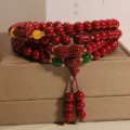 Red Cinnabar Bracelet - Lucky Peanut Charm for Wealth