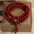 Red Cinnabar Bracelet - Lucky Peanut Charm for Wealth