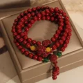 Red Cinnabar Bracelet - Lucky Peanut Charm for Wealth