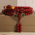 Red Cinnabar Bracelet - Lucky Peanut Charm for Wealth