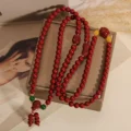 Red Cinnabar Bracelet - Lucky Peanut Charm for Wealth